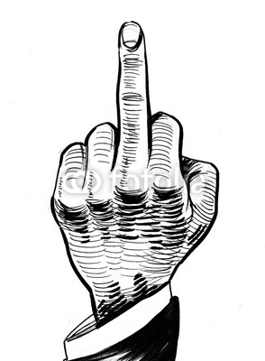 294x400 Hand Showing Middle Finger Ink Black And White Drawing Buy