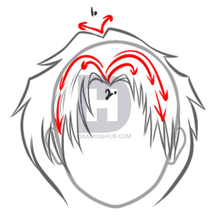 693x720 How To Draw Anime Hair, Step