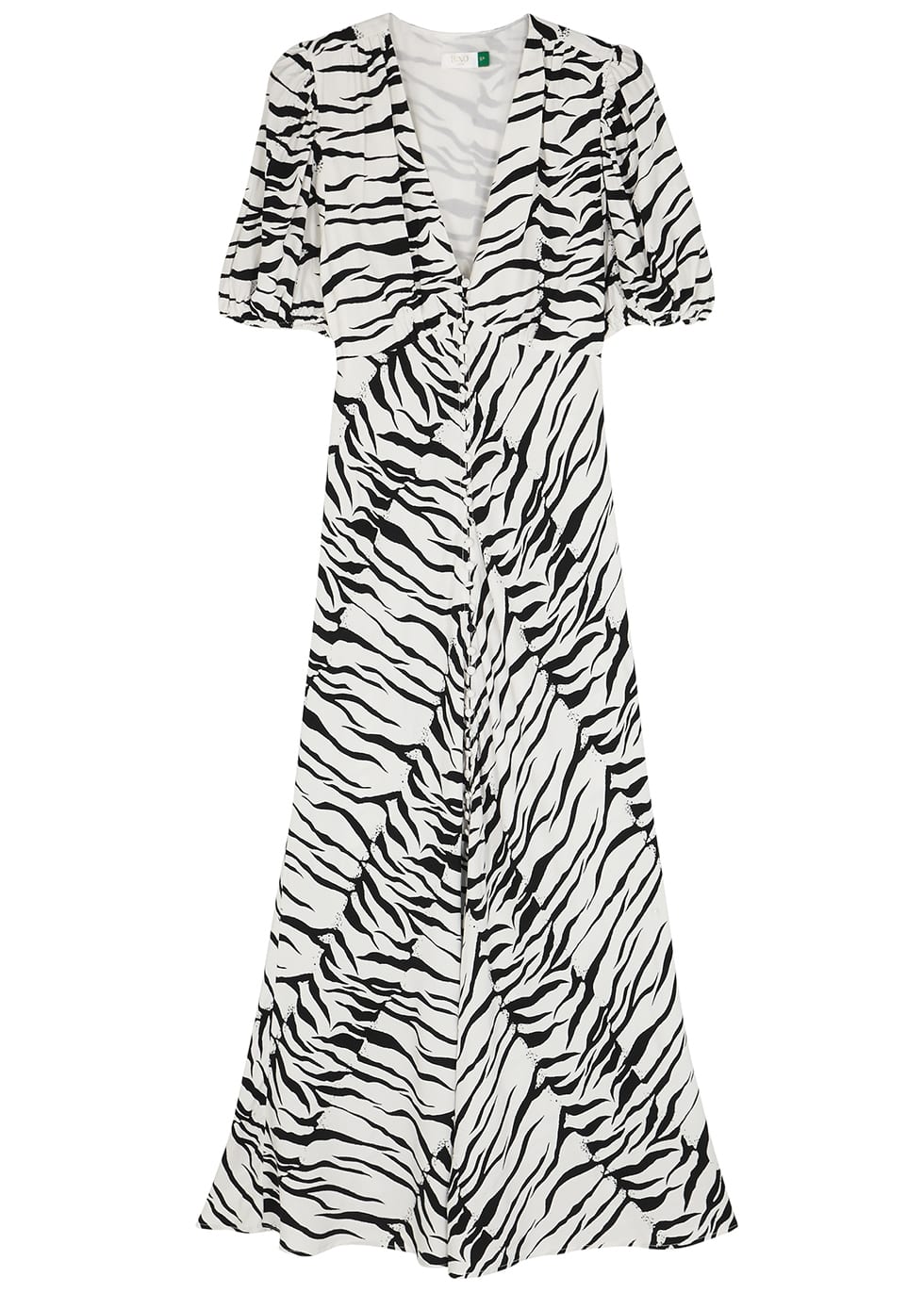 980x1372 rixo tonya monochrome tiger print crepe midi white dress