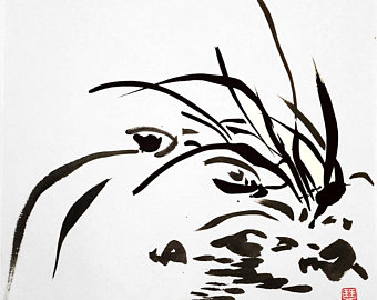 340x270 items similar to midnight flower, indigo, chinese painting