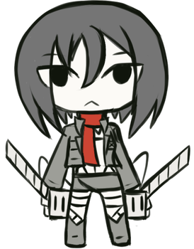 274x350 monochrome chibis mikasa