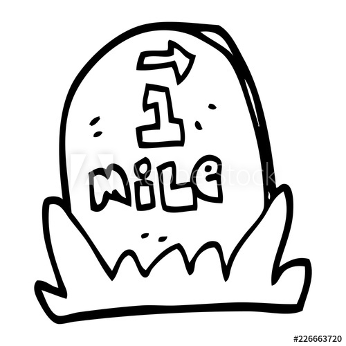 500x500 Line Drawing Cartoon Mile Marker