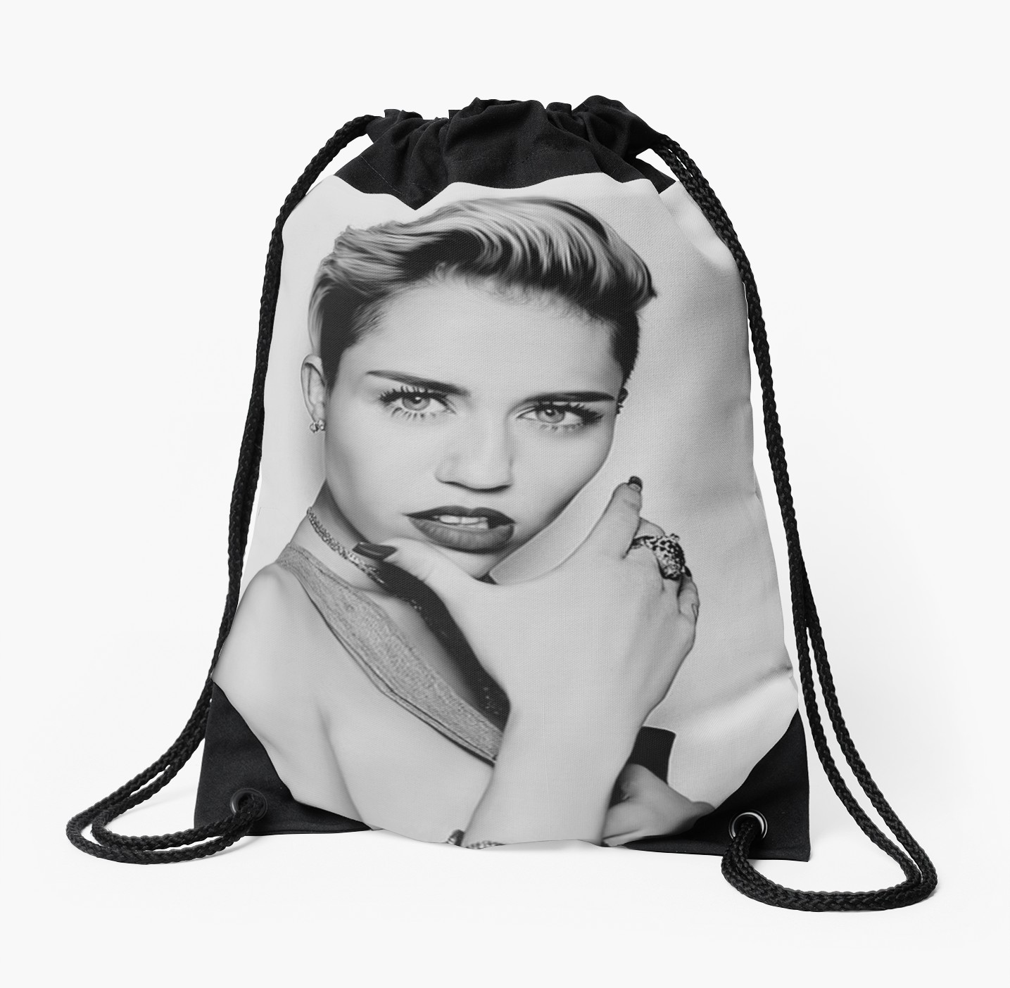 1435x1404 Miley Cyrus Drawstring Bags