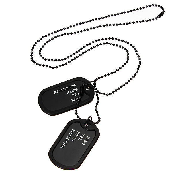 600x600 Men Black Military Army Dog Tags Chain Pendant Necklace