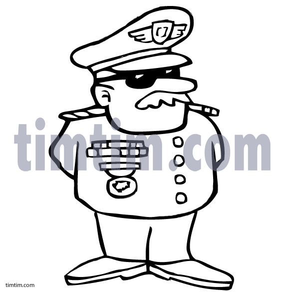 571x584 Free Drawing Of A General Bw From The Category Occupations + Jobs