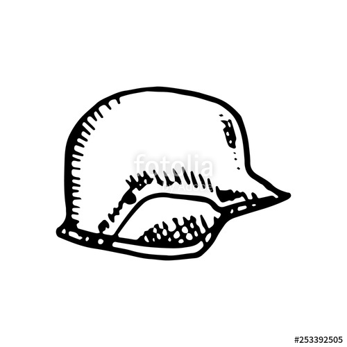 500x500 Hand Drawn Helmet Doodle Sketch Style Icon Military Decoration