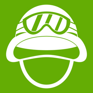 300x300 Military Metal Helmet Icon White Isolated On Green Background