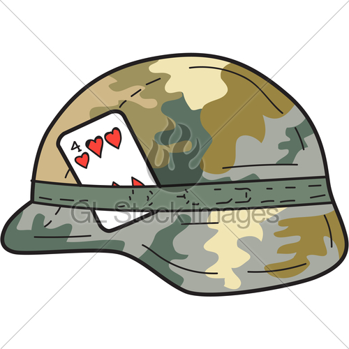 500x500 Us Army Helmet Of Hearts Playing Card Drawing Gl Stock Images