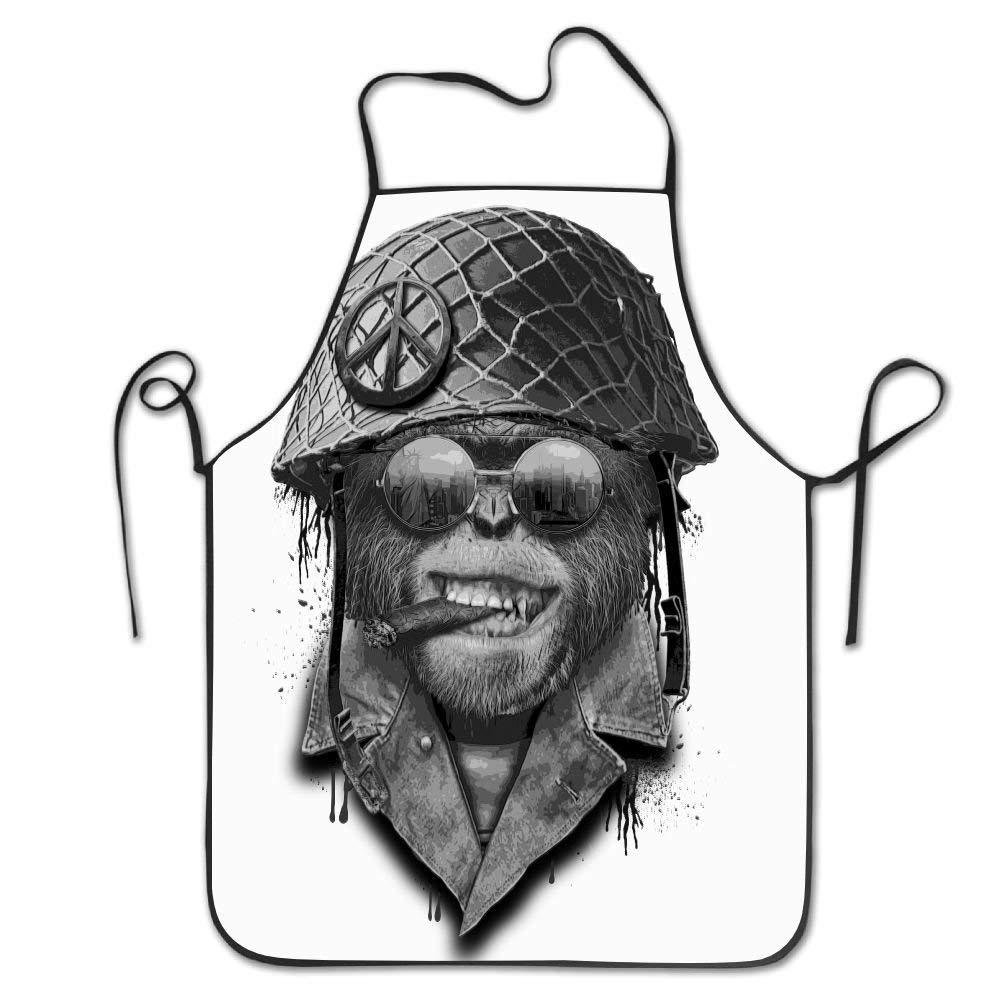 1000x1000 Monkey With Military Helmet Deluxe Aprons Personalized