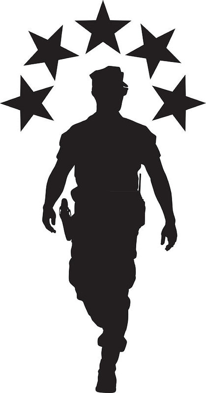 419x799 Military Man With Stars Silhouette Art Print