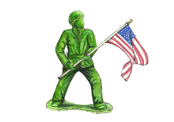 570x402 American Flag Art Green Army Man Art Print American Flag