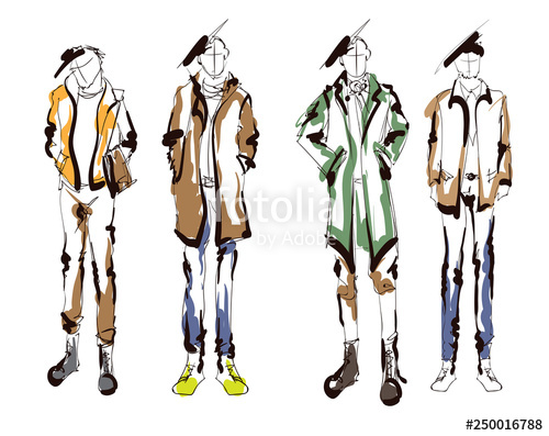 500x397 Stylish Handsome Mans In Fashion Clothes Fashion Mans Sketch