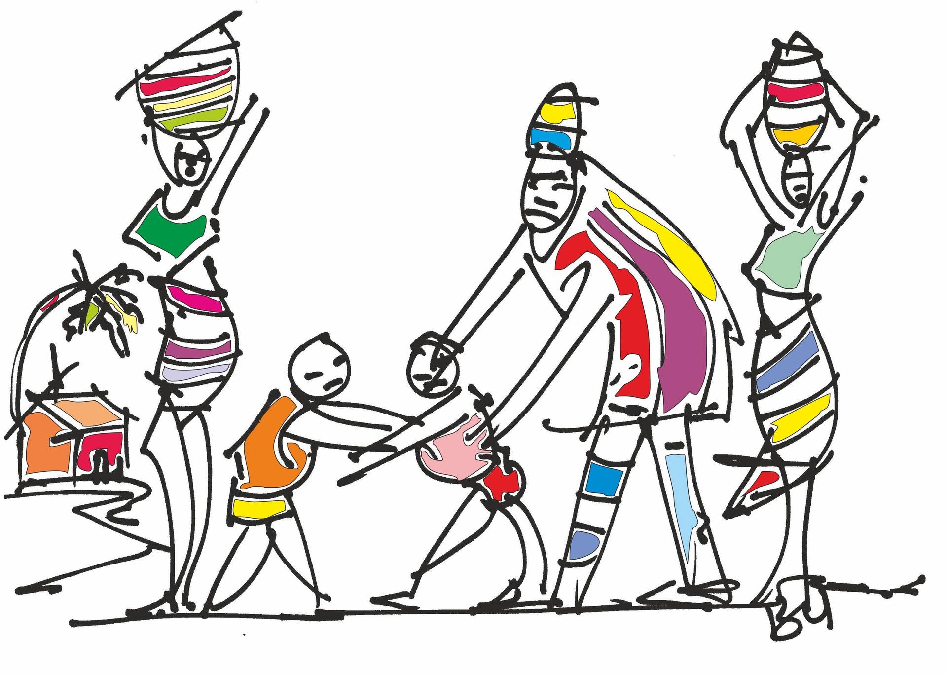 1920x1372 African In Lines Drawing