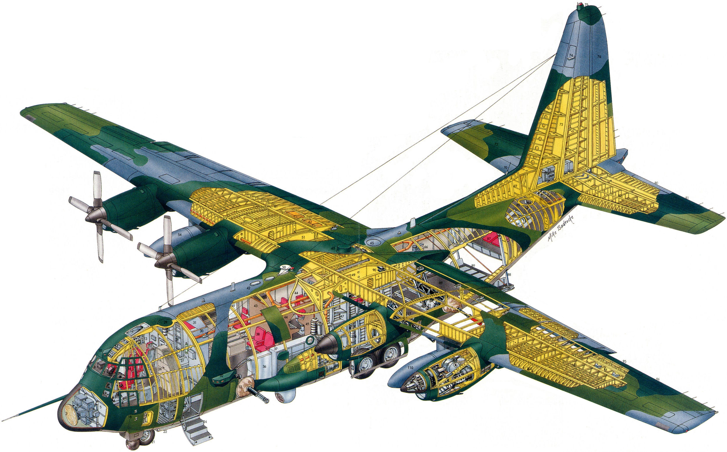 2496x1554 Lockheed C Hercules Cutaway Drawing In High Quality