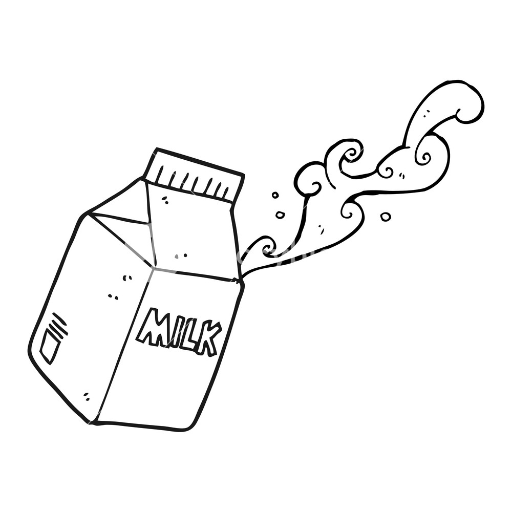 1000x1000 Freehand Drawn Black And White Cartoon Milk Carton Royalty Free