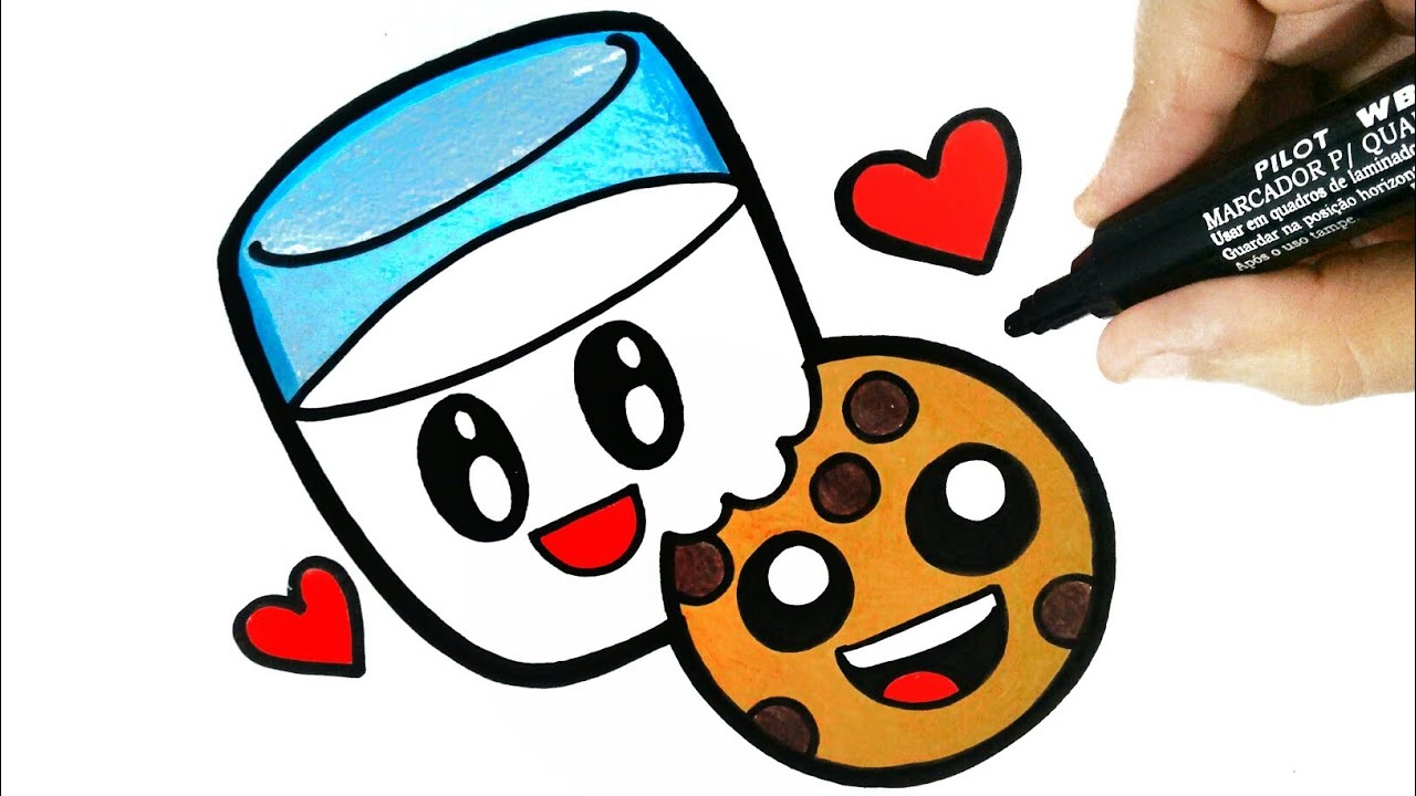 1280x720 How To Draw Milk And Cookie Step