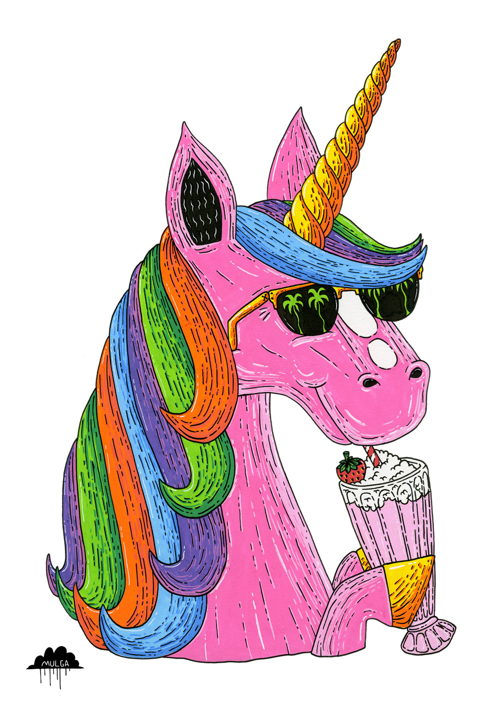 1000x1414 Millie The Milkshake Unicorn Print Mulga The Artist