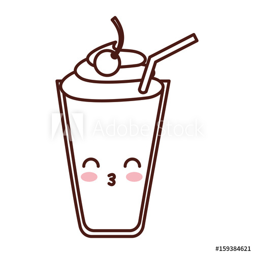 500x500 Milkshake Glass Kawaii Character Vector Illustration Design