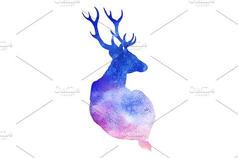 474x315 watercolor galaxy space deer isolate