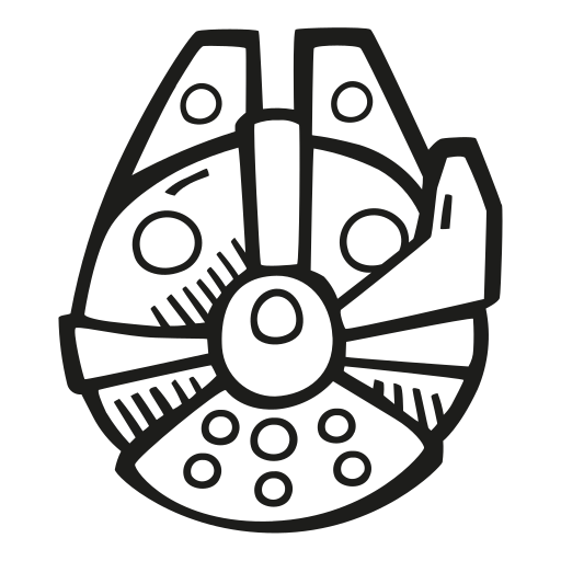 512x512 Millennium, Falcon Icon Free Of Space Hand Drawn Black Sticker
