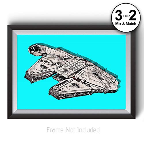 500x500 Star Wars Blue Millennium Falcon Han Solo Movie Poster, Minimal