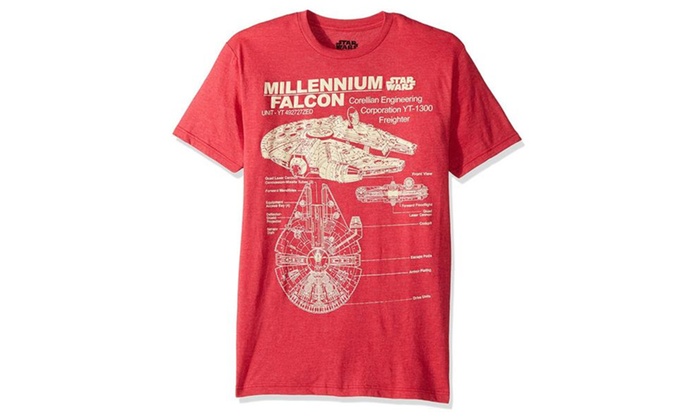700x420 Star Wars Men's Millennium Falcon Detailed Drawing T Shirt Groupon