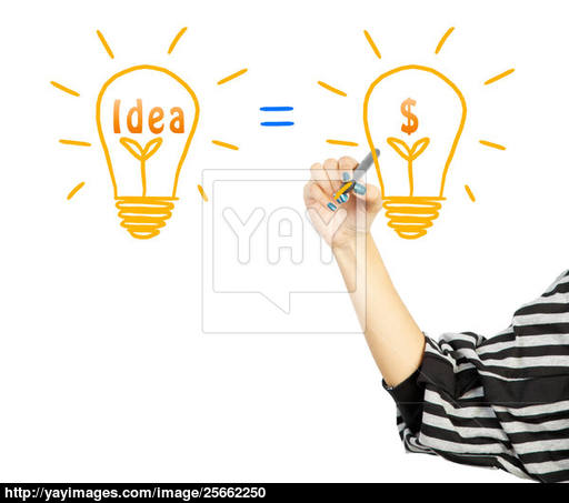 512x453 Woman Drawing Light Bulb Idea And Dollar Symbol Image