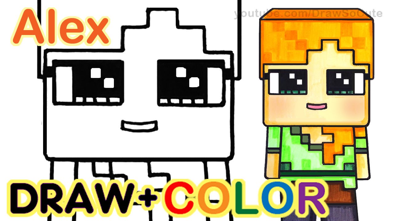 1280x720 How To Draw Minecraft Alex Cute Step
