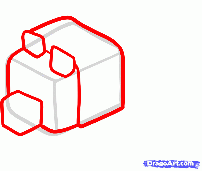 834x707 How To Draw A Minecraft Wolf, Step