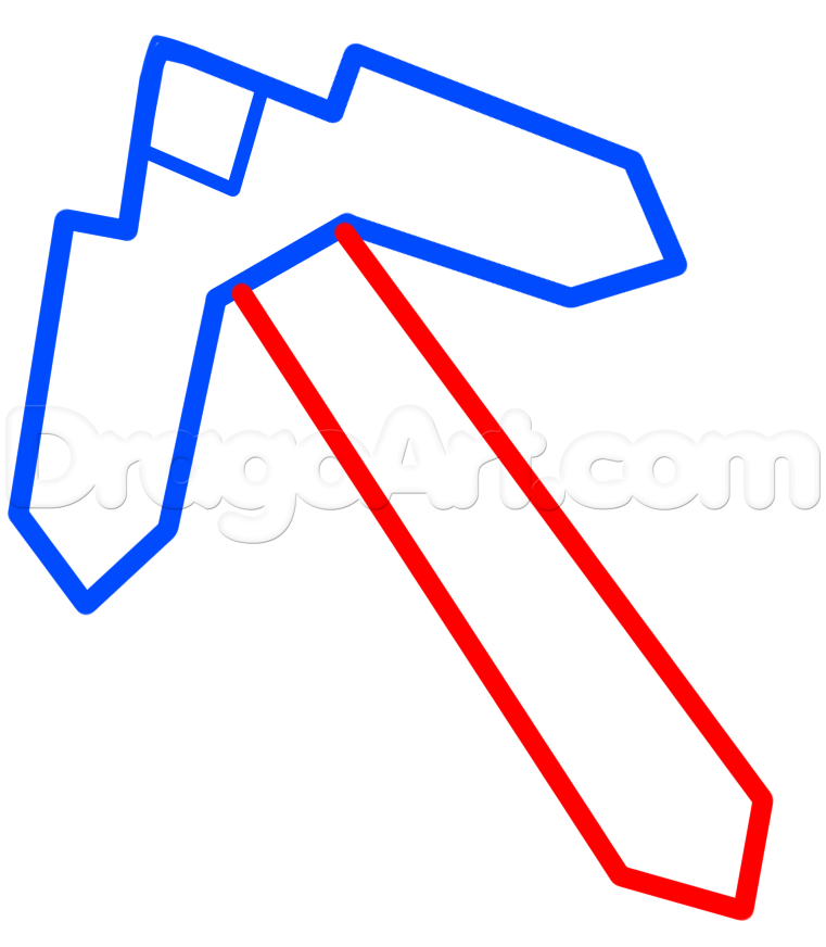 761x872 How To Draw The Minecraft Pick Step Charlie's Minecraft