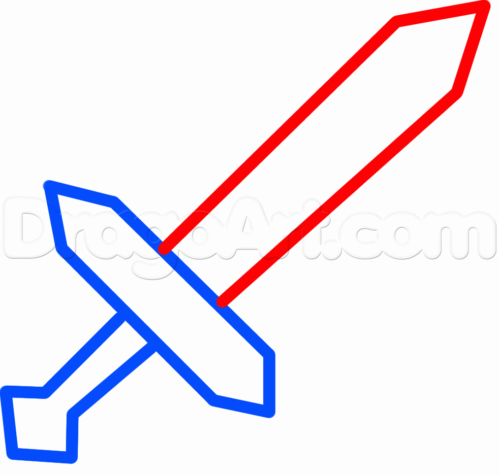 982x936 How To Draw The Minecraft Diamond Sword, Step
