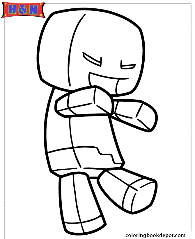 670x823 Minecraft Zombie Steve Coloring Pages