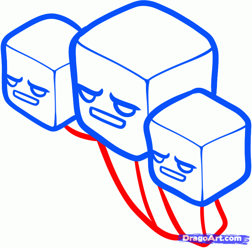822x811 How To Draw A Minecraft Wither, Withers, Step