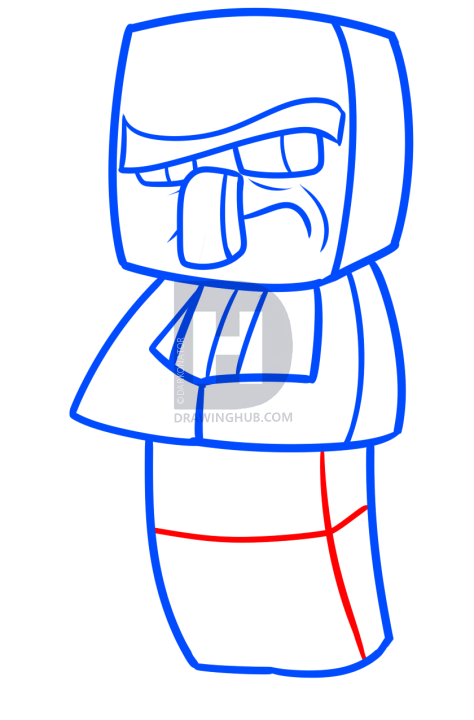 474x720 How To Draw A Minecraft Villager, Step