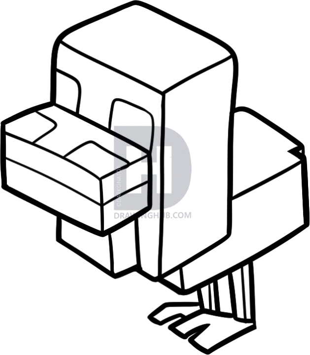 629x720 How To Draw A Minecraft Chicken, Step
