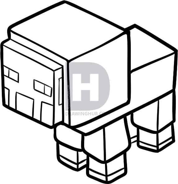 573x591 How To Draw A Minecraft Sheep, Step