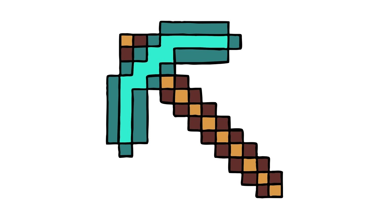 1280x720 how to draw a diamond pickaxe from minecraft