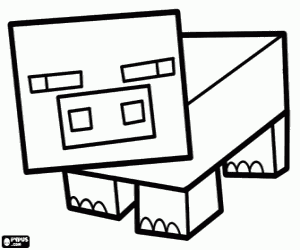 300x250 Minecraft Pig Coloring Pages