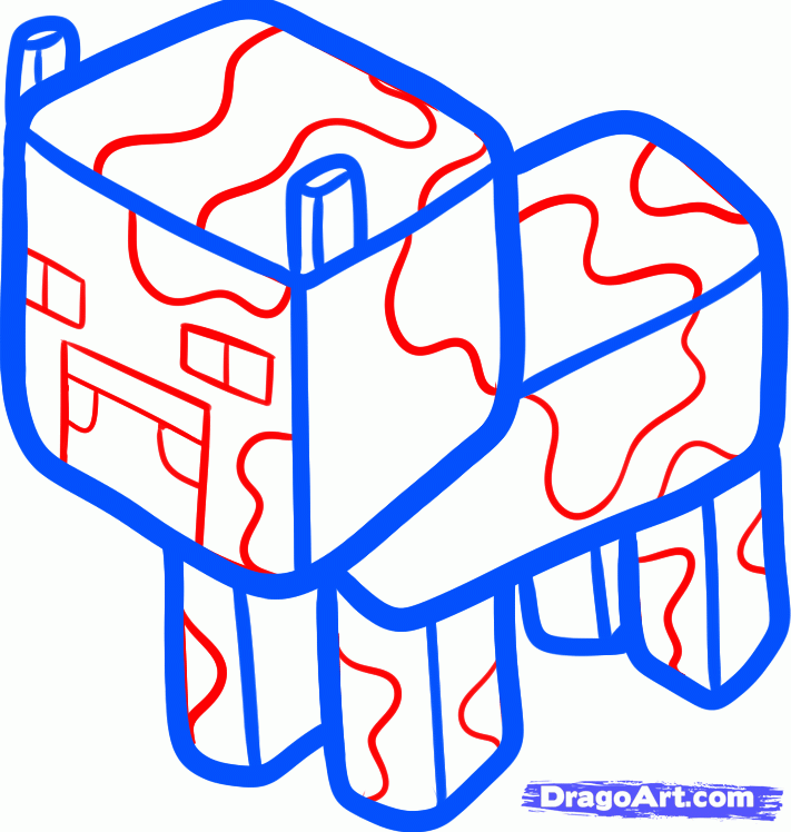 711x748 Step How To Draw A Minecraft Cow
