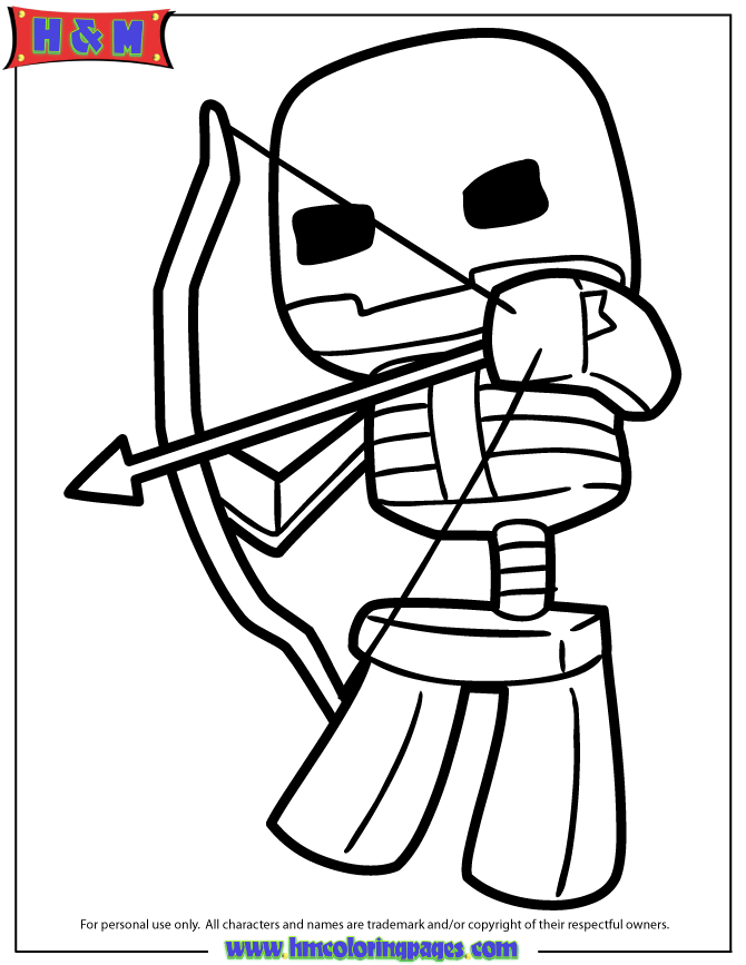 670x867 Minecraft Skeleton Shooting Bow And Arrow Coloring Page Gif