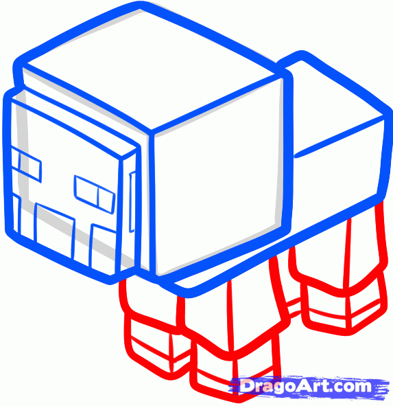 573x591 How To Draw A Minecraft Sheep, Step