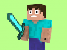 220x165 Minecraft Steve With Sword Steve Minecraft With Diamond Sword
