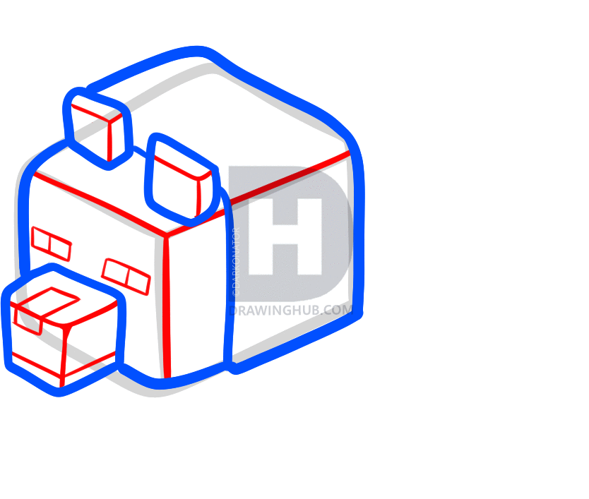 834x707 How To Draw A Minecraft Wolf, Step