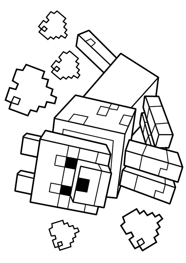 595x842 Wolf In Minecraft Coloring Page