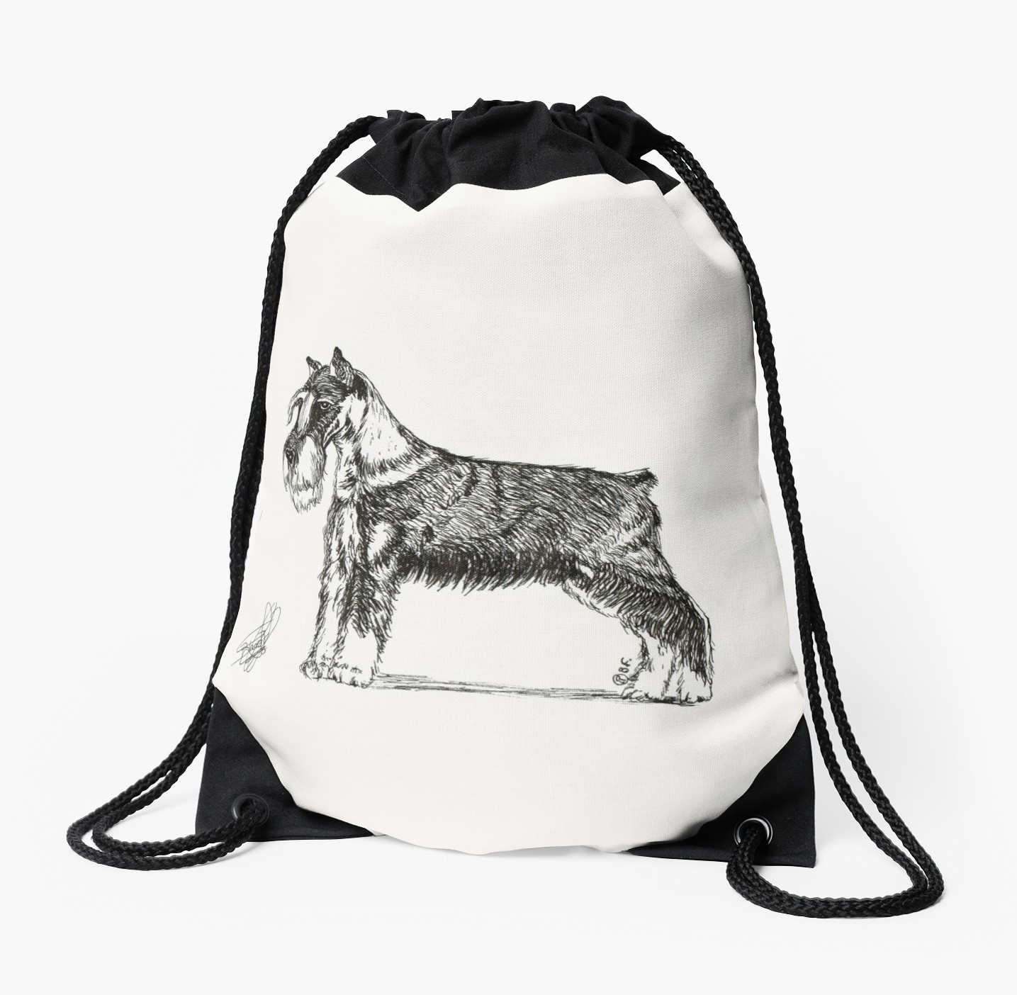1435x1404 miniature schnauzer drawstring bag