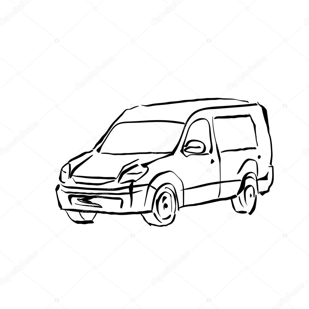 1024x1024 Minivan Drawing Vector For Free Download
