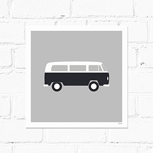 500x500 Orange Park Vw Bus Wall Art Print On Recycled Paper