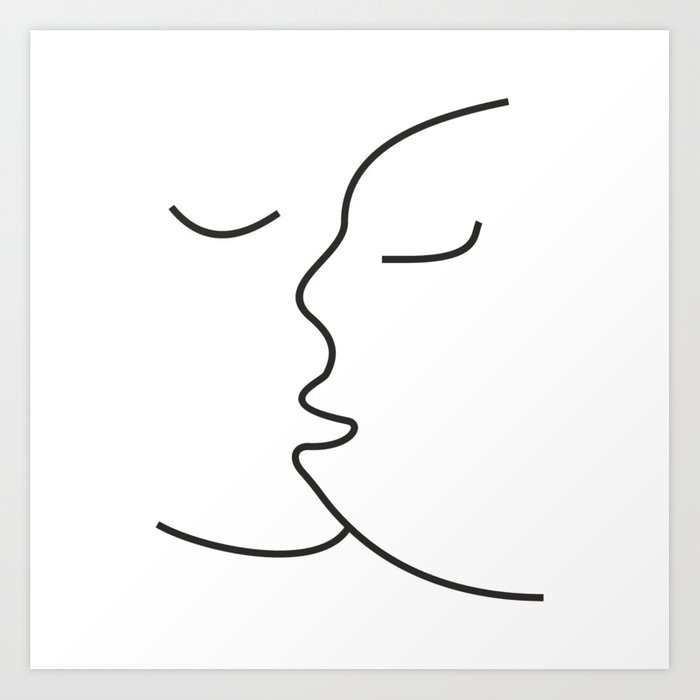 700x700 Minimalist Line Drawing Kiss Canvas