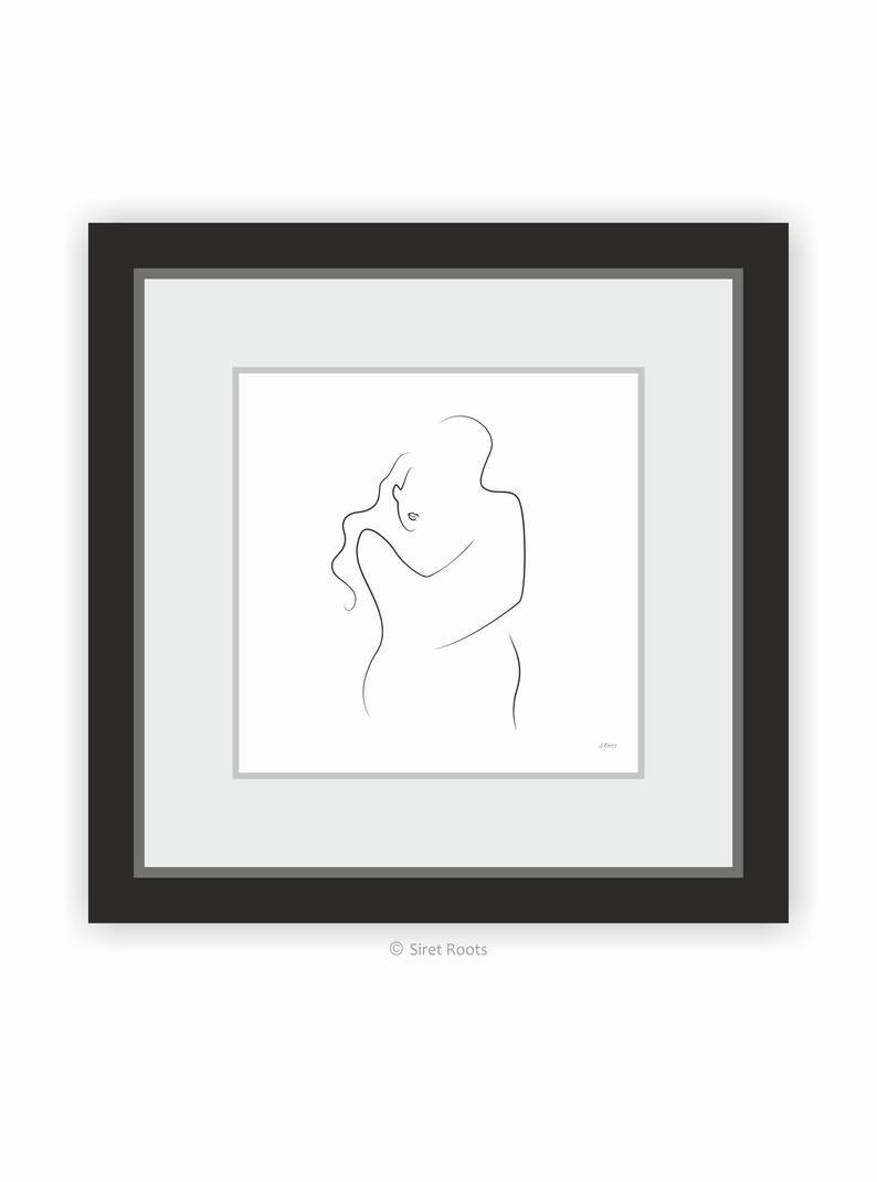 794x1070 Minimalist Line Art Romantic Couple Drawing Love Etsy