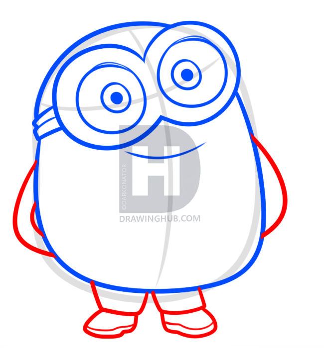650x720 How To Draw Bob From Minions, Step